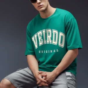 MYSTIC ROCK Green Oversized Back Graphic Printed T-shirt