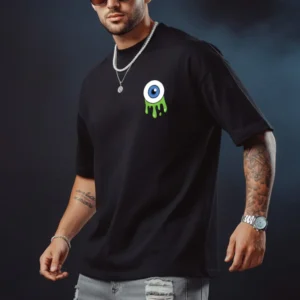 Black Oversized Placement Graphic Printed T-shirt
